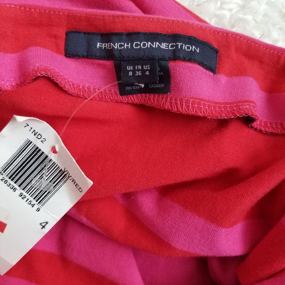 Beautiful Pink / Red Striped Dress, stretchy, SZ 4 - Picture 5 of 8